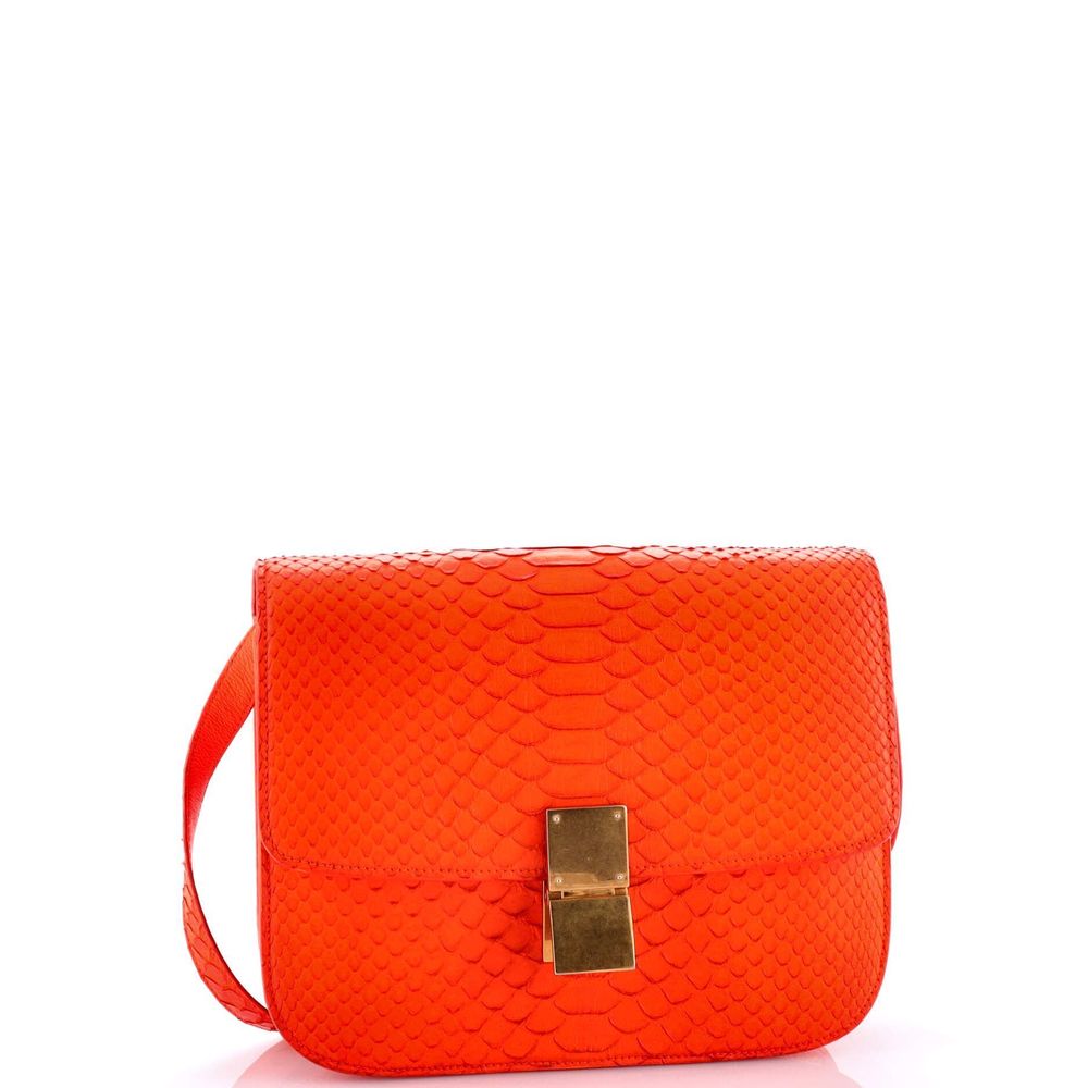 Good Celine Classic Box Bag Python Medium Orange - image 2